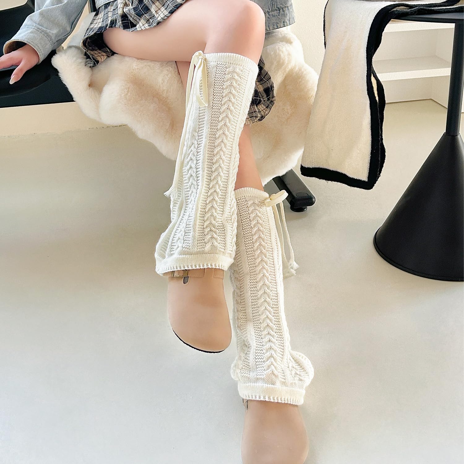 YELAIVP Kawaii Leg Warmers for Women & Girls - Y2K Knit Lace-Up Leg Warmers, Cute Japanese Harajuku Lolita Style - Perfect for Dance, Cosplay, Winter Fashion and Streetwear Outfits