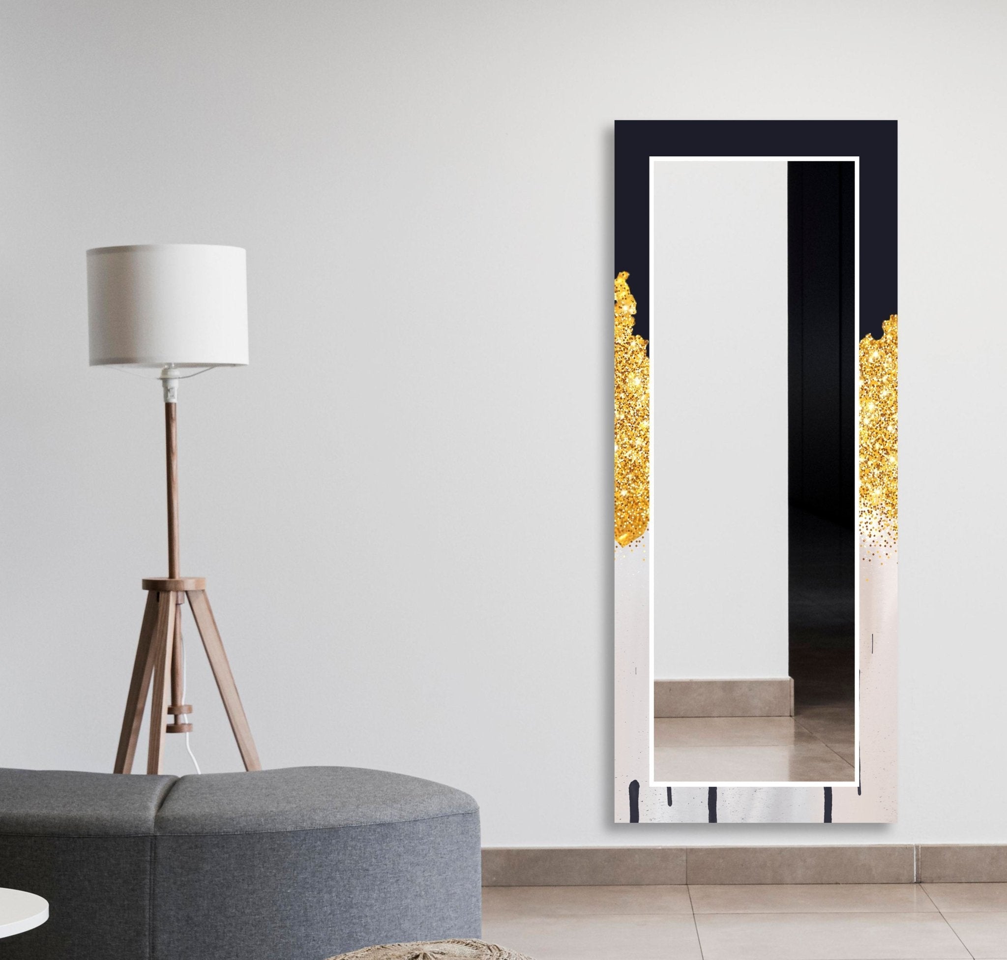 Abstract Gold Accent Wall Mirror - Elegant Home Decor for Living Room, Bedroom & Entryway