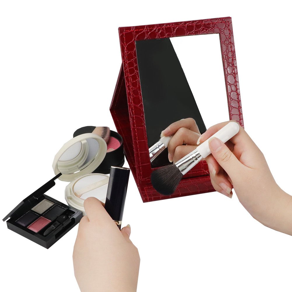 Portable Travel Vanity Mirror with Stand - Folding Tabletop Makeup Mirror for Cosmetics & Personal Beauty | Perfect for Home, Travel, Salon & Dorm Room Use