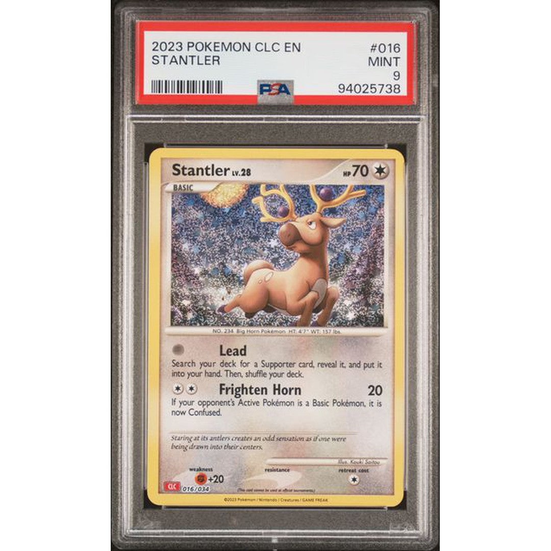 2023 Pokemon Classic Collection Stantler 016/034 PSA 9 Graded Card - Rare Trading Card for Collectors & Players, Perfect for Pokemon TCG Battles & Display