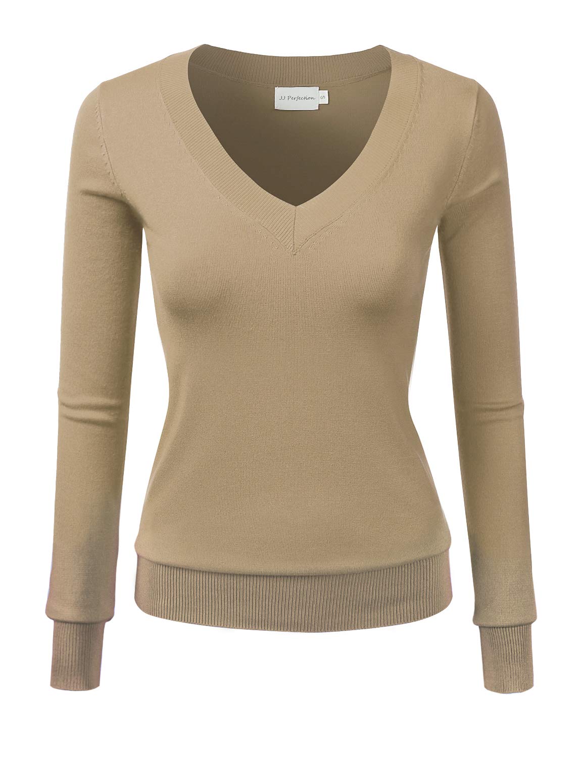 JJ Perfection Women's V-Neck Knit Sweater - Soft Casual Pullover for Fall & Winter | Cozy Office Wear, Date Night Outfits, Layering Essential