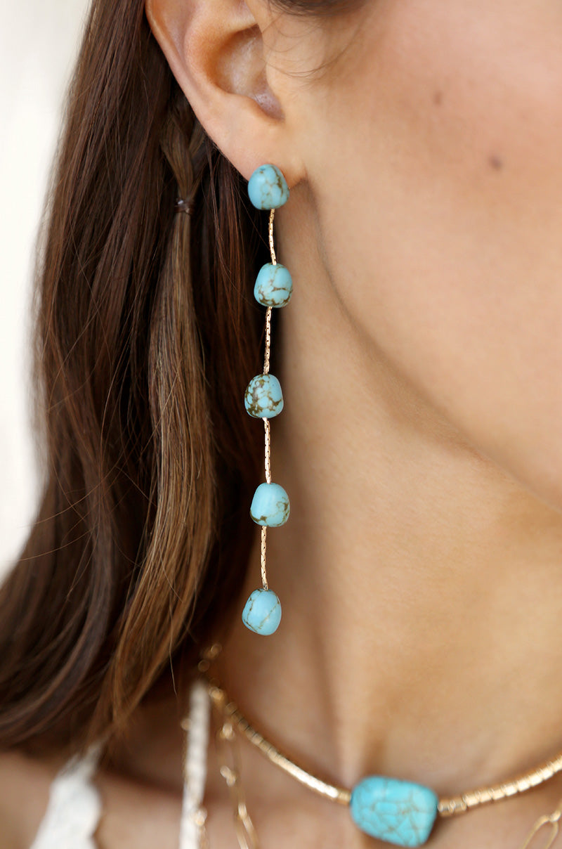 Exquisite Turquoise Drop Earrings for Women - Handmade Dangle Earrings with Gemstone - Perfect for Parties, Weddings & Everyday Wear