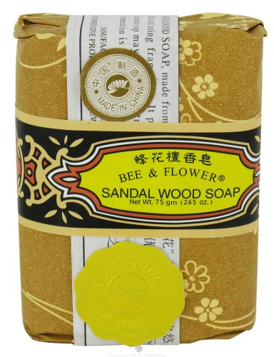 Bee and Flower Sandalwood Soap Bar - 2.65 Oz, Pack of 1 | Natural Handmade Soap for Men & Women | Perfect for Bath, Shower & Gift Giving