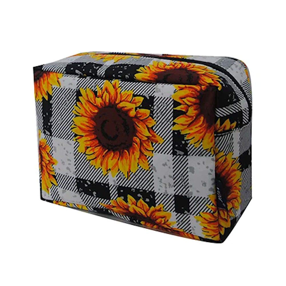 NGIL Women's Large Travel Toiletry Bag - Waterproof Cosmetic Organizer & Makeup Pouch (Buffalo Plaid Sunflower Black) - Perfect for Vacation, Gym, Business Trips & Daily Essentials Storage