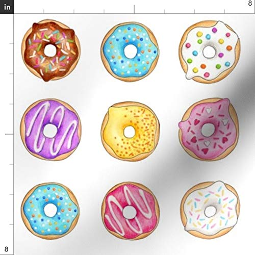 Donut Print Cotton Fabric by Spoonflower - Baking & Food Themed Petal Signature Cotton Fat Quarter for Sewing, Quilting, Apparel & DIY Crafts - Perfect for Kitchen Decor, Aprons & Table Runners