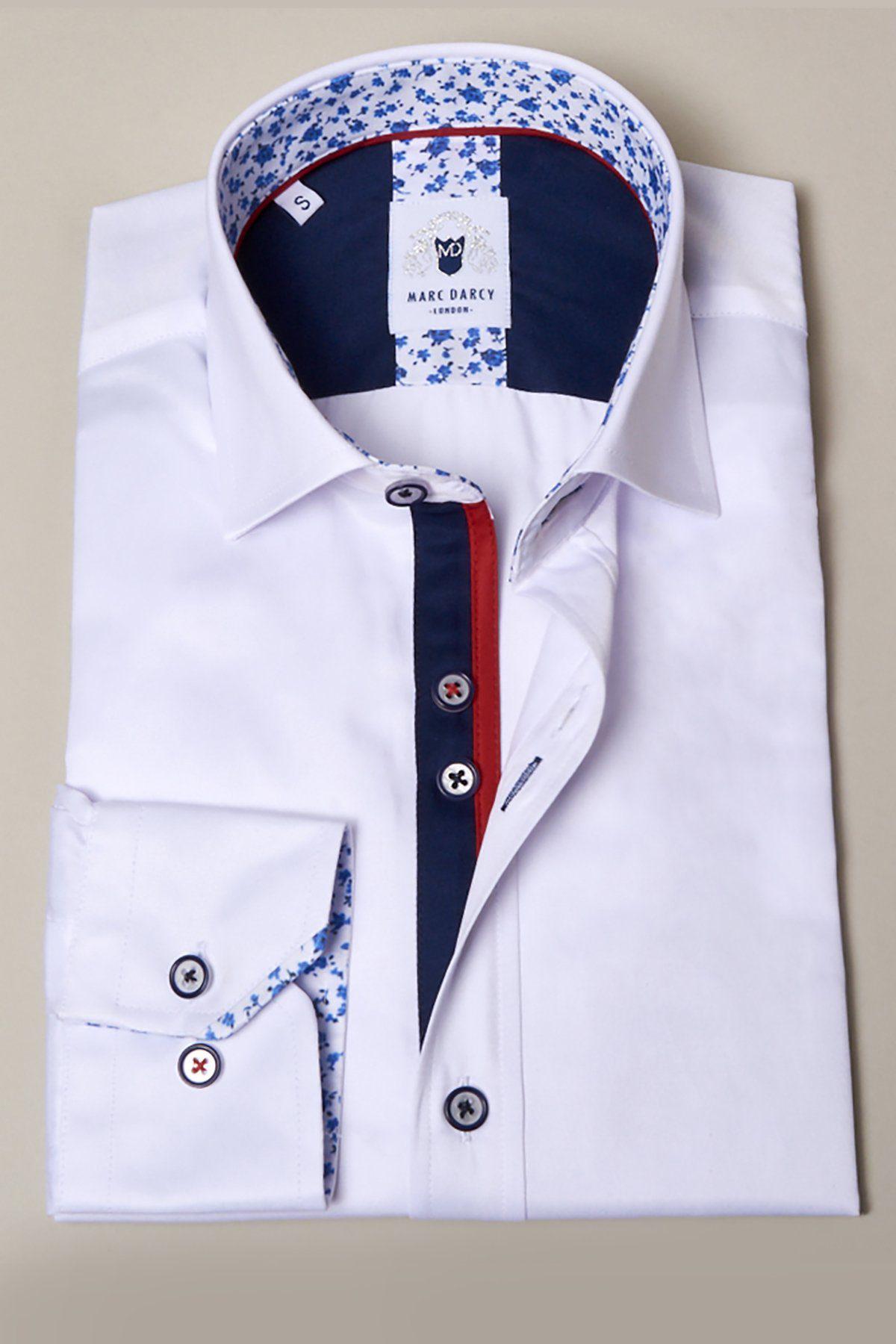ALFIE Men's White Long Sleeve Dress Shirt - Slim Fit Formal Business Shirt for Office, Wedding & Special Occasions