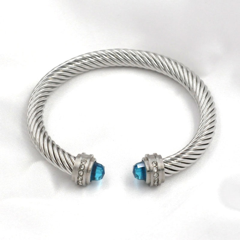 Twisted Cable Wire Bangle Cuff Bracelets for Women - Fashion Jewelry for Casual & Formal Wear - Perfect for Office, Party & Everyday Accessories
