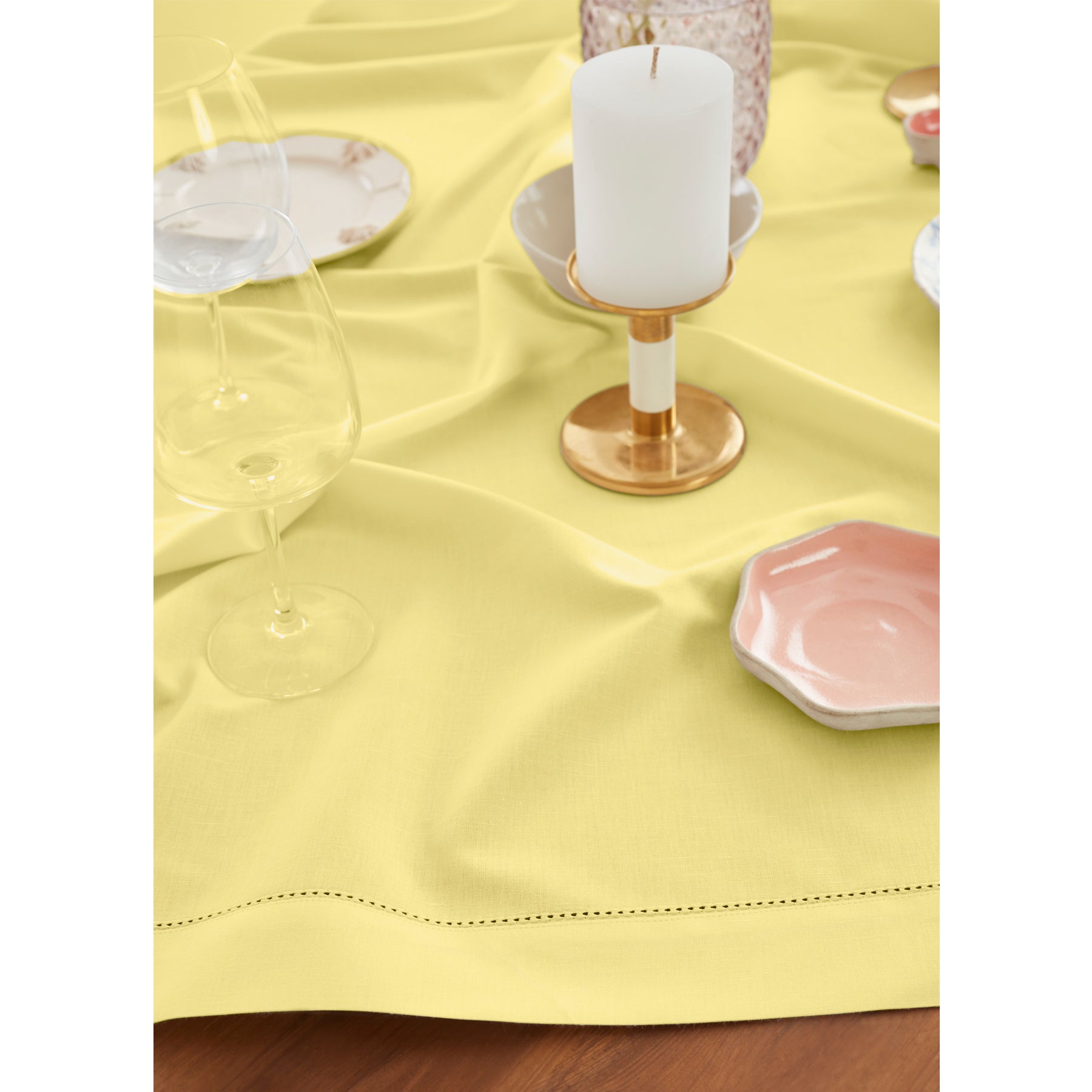 Premium Cotton Linen Hemstitch Table Throw - Elegant Decorative Table Runner for Dining Room, Wedding, Party & Home Decor