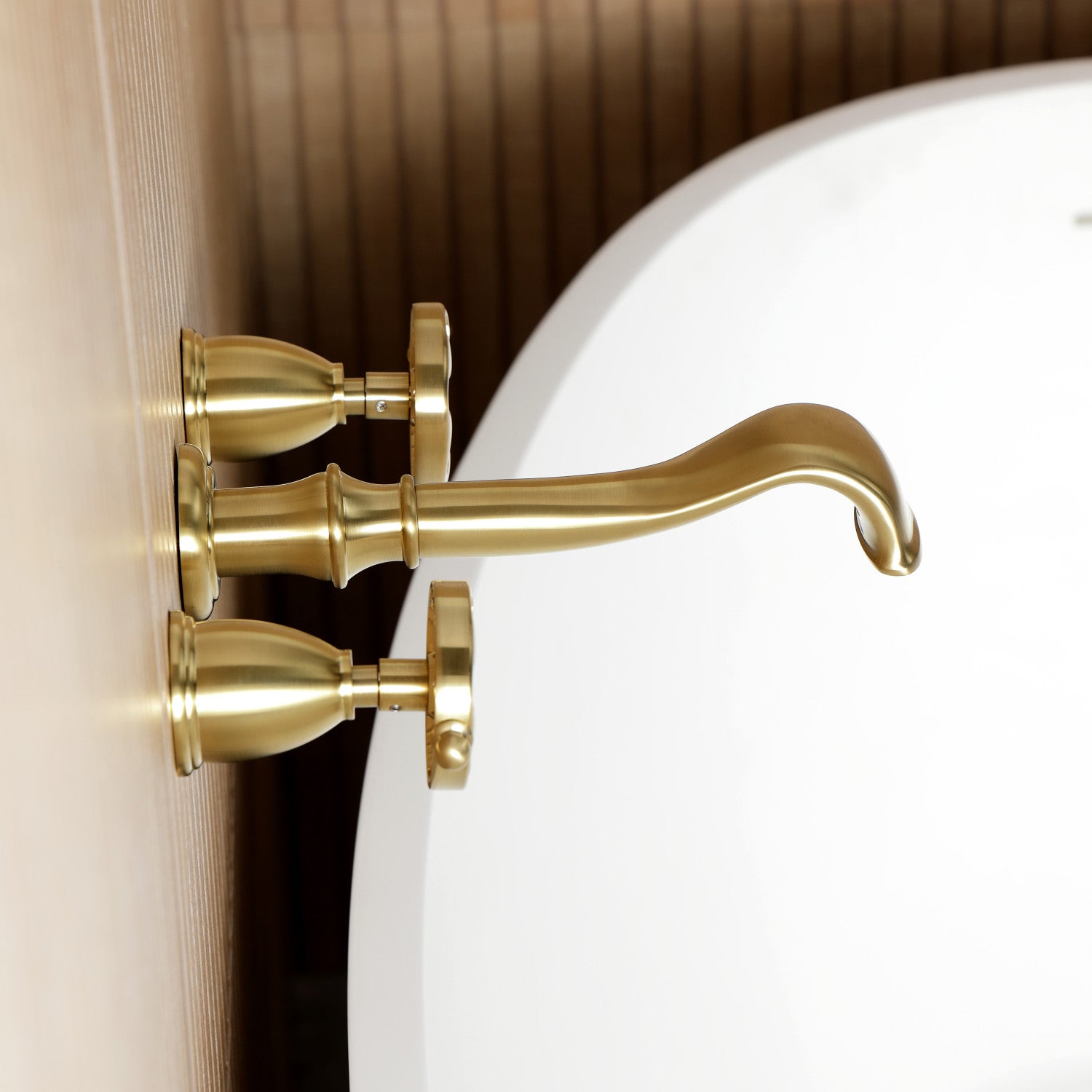 Belknap KS5027RX Brushed Brass Roman Tub Faucet - 2 Handle Wall Mount Bathroom Faucet for Luxury Bathtubs & Spa Retreats