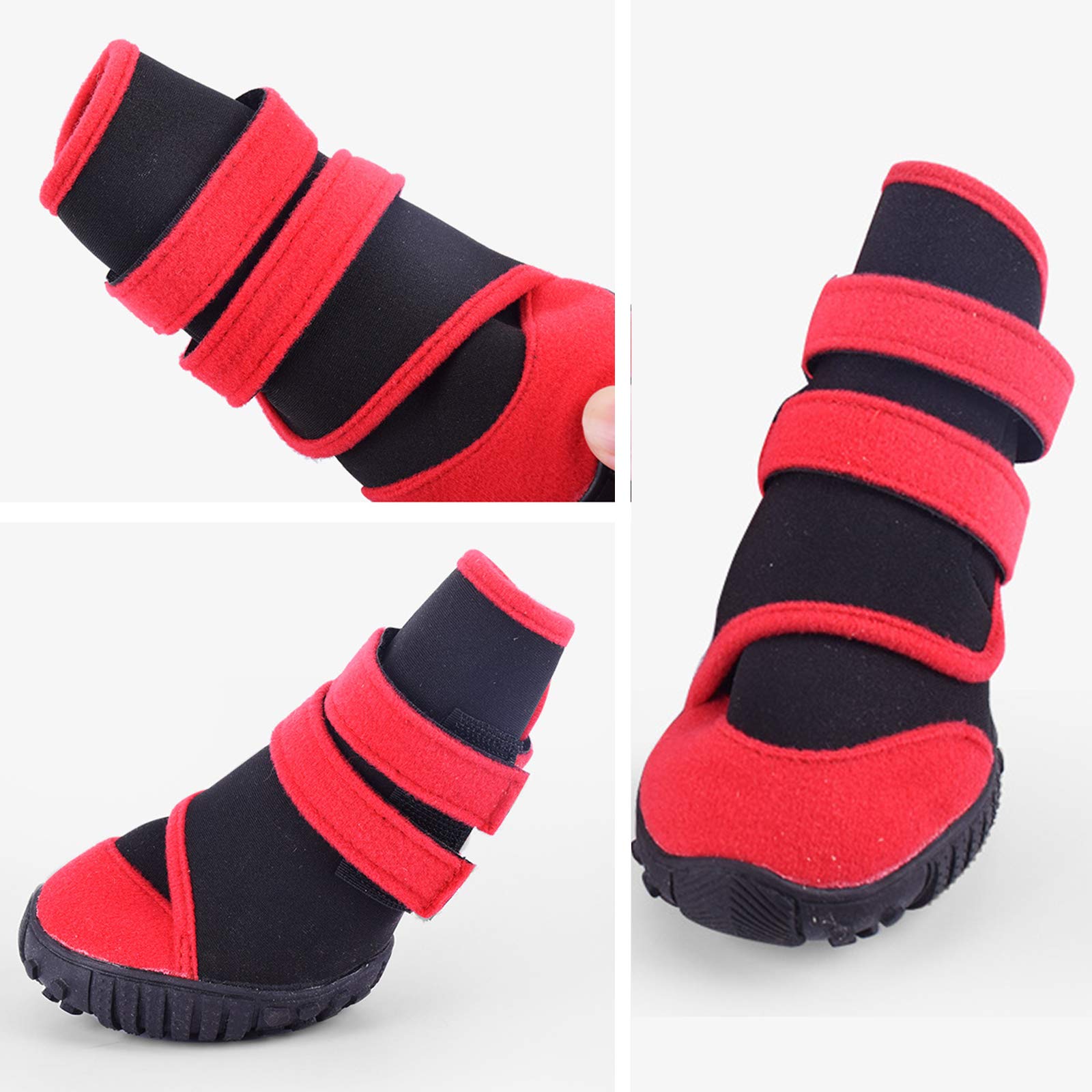Waterproof Dog Boots Set of 4 - Non-Slip Pet Shoes with Adjustable Strap for Small, Medium & Large Dogs | Warm, Durable Snow Booties for Winter Walks & Outdoor Adventures