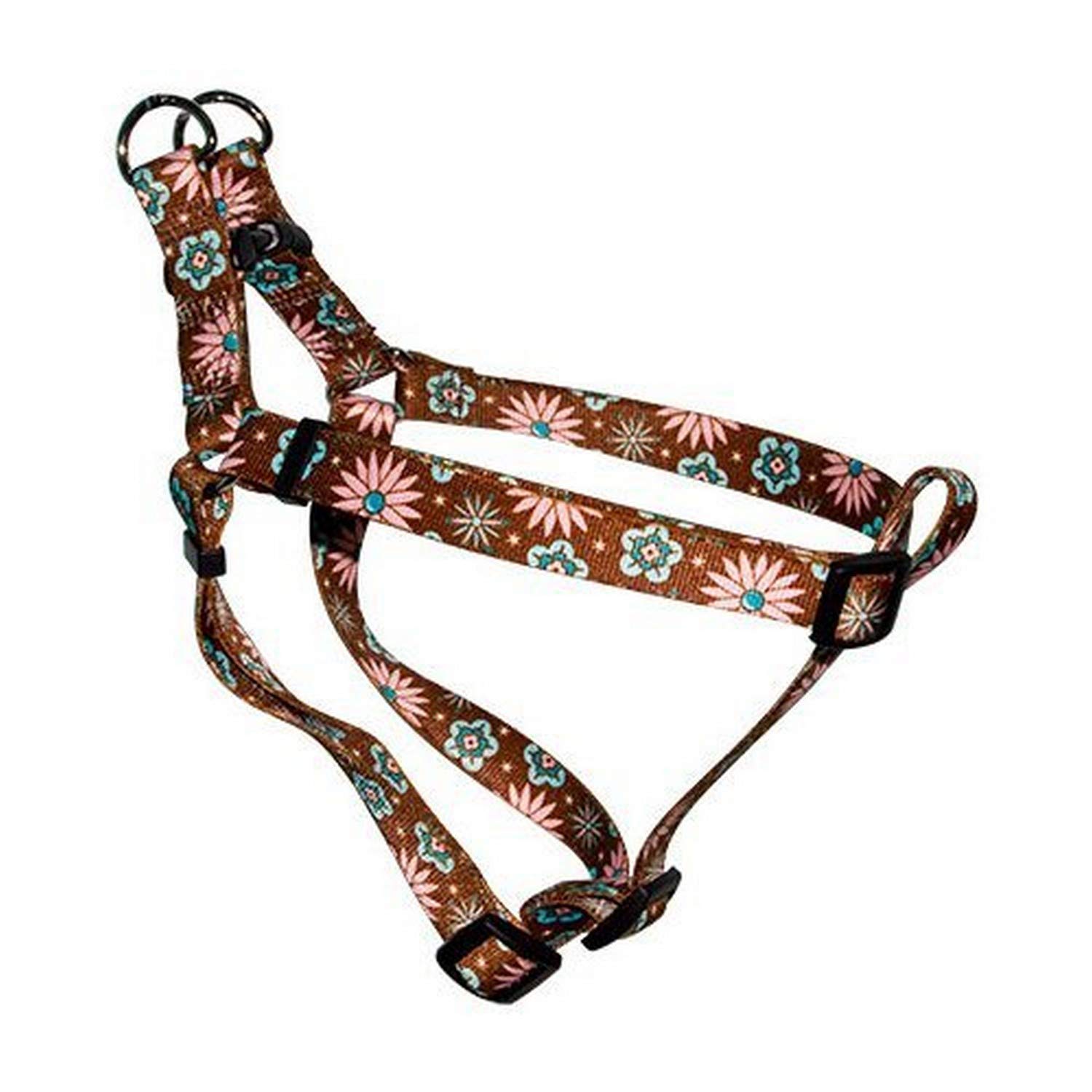 Yellow Dog Design Step-In Harness for Small Dogs - X-Small Size, Pink & Teal Floral Pattern | Adjustable Pet Harness for Walking, Training & Outdoor Adventures