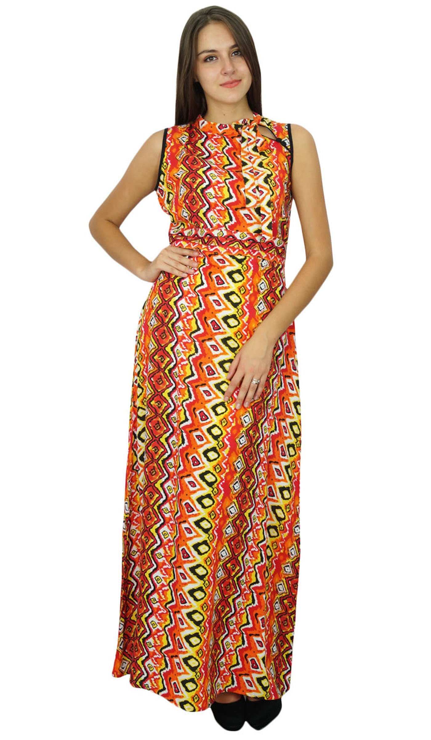 Bimba Women's Bohemian Maxi Dress - Summer Rayon Long Dress for Beach, Vacation & Casual Wear