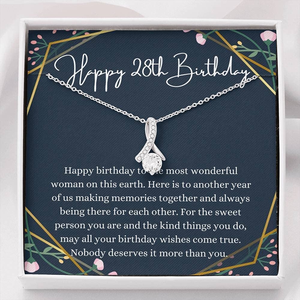 Stunning 28th Birthday Necklace with Engraved Message Card & Gift Box - Perfect Jewelry Gift for 28 Year Old Women - Ideal for Birthday Celebrations, Anniversaries & Special Occasions