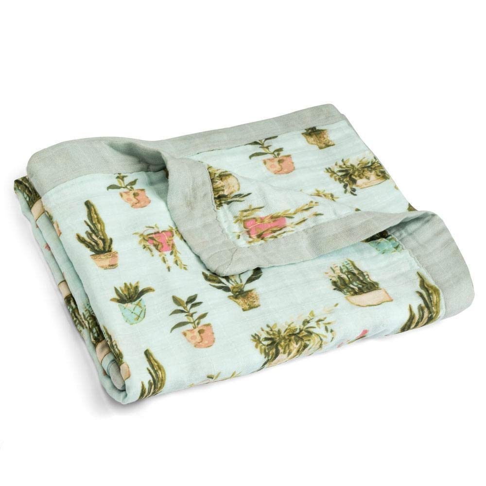 Milkbarn Big Lovey Blanket for Babies & Toddlers - Soft Organic Cotton Security Blanket (Potted Plants Design) - Perfect for Nursery, Stroller, and Travel Comfort