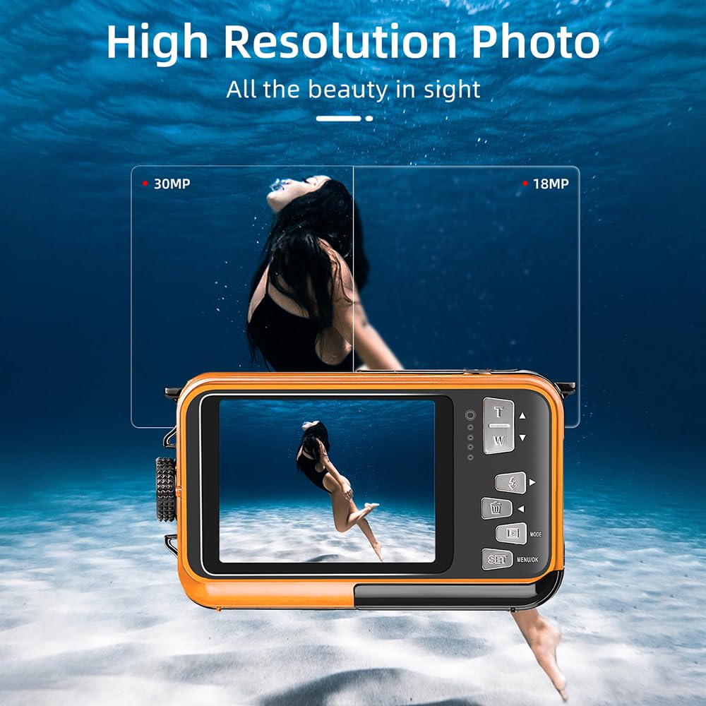 Rechargeable 1080P Ultra HD Waterproof Action Camera - 30MP Sports Camera with 2.7in TFT Screen | Portable Mini Video Camera for Diving, Surfing, Cycling & Outdoor Adventures