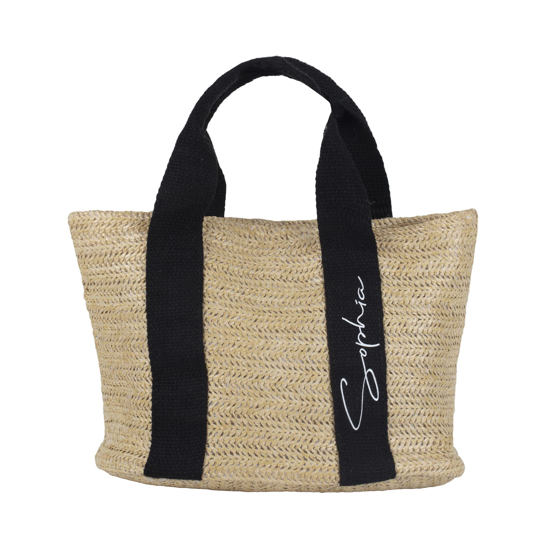 Women's Summer Straw Beach Tote Bag - Lightweight & Spacious for Vacation, Travel, Shopping | Perfect for Beach Outings, Picnics & Casual Day Trips (Khaki, Black)