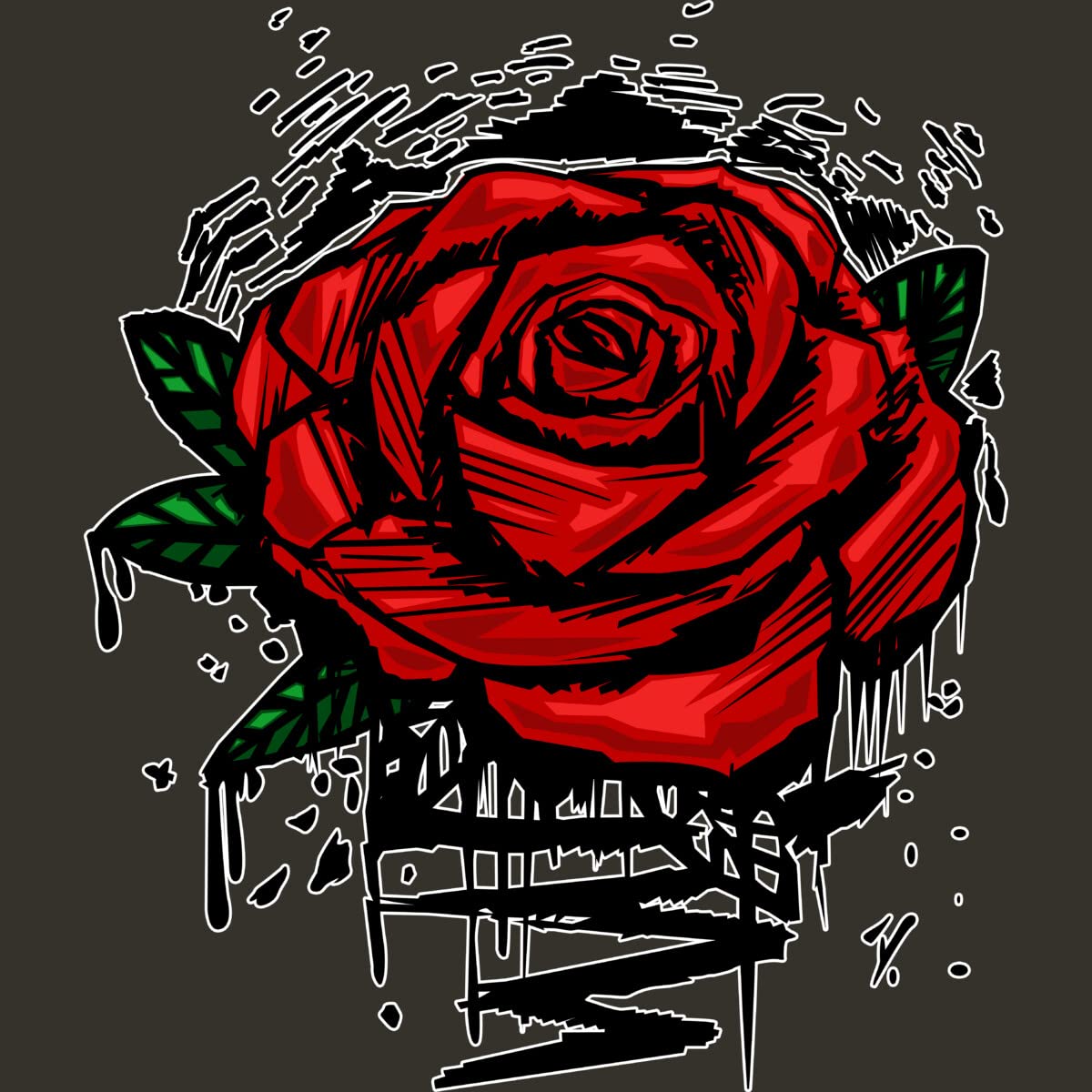 Design By Humans Junior's Rugged Rose by Adamzworld T-Shirt for Women | Soft Cotton Graphic Tee | Casual Streetwear & Everyday Outfit