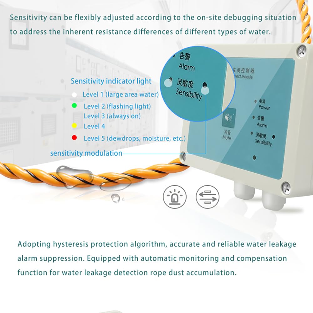 Zone Water Leak Detector with 5m Sensor Cable - Smart Home Water Alarm for Basement, Bathroom & Kitchen - Early Flood Detection System for Pipe Leaks & Appliance Overflow Protection
