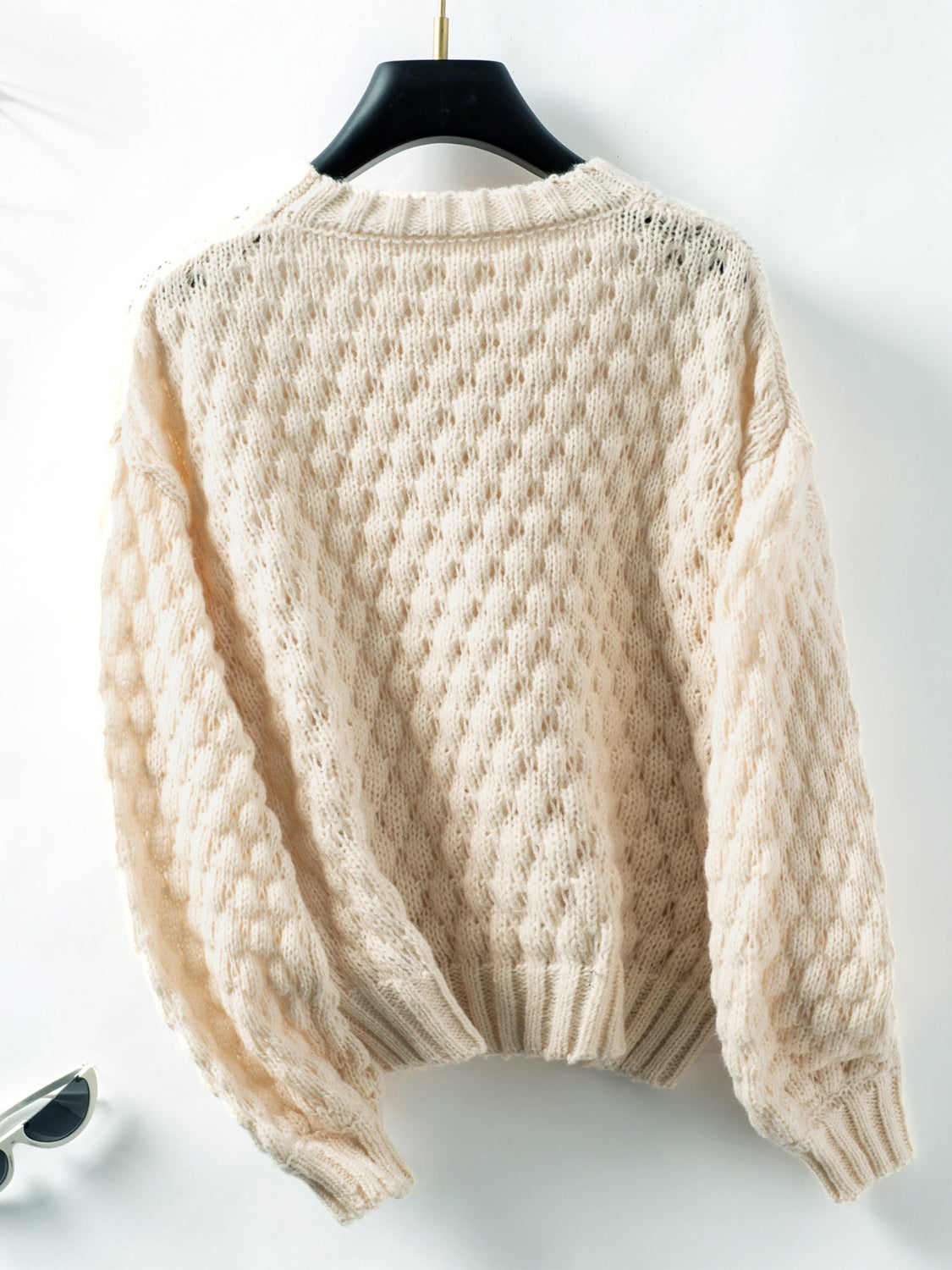 Cozy Cable Knit Round Neck Long Sleeve Sweater for Women - Winter Warm Pullover Casual Tops | Perfect for Office, Date Night & Holiday Outfits