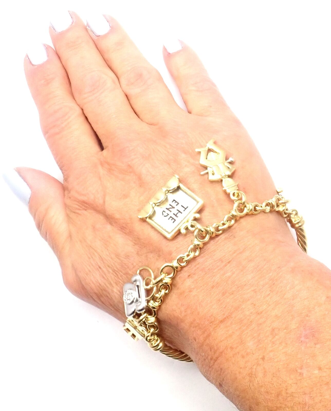Authentic Pomellato 18K Yellow & White Gold Cinema Charm Bracelet for Women | Luxury Italian Jewelry Gift for Birthday, Anniversary & Special Occasions