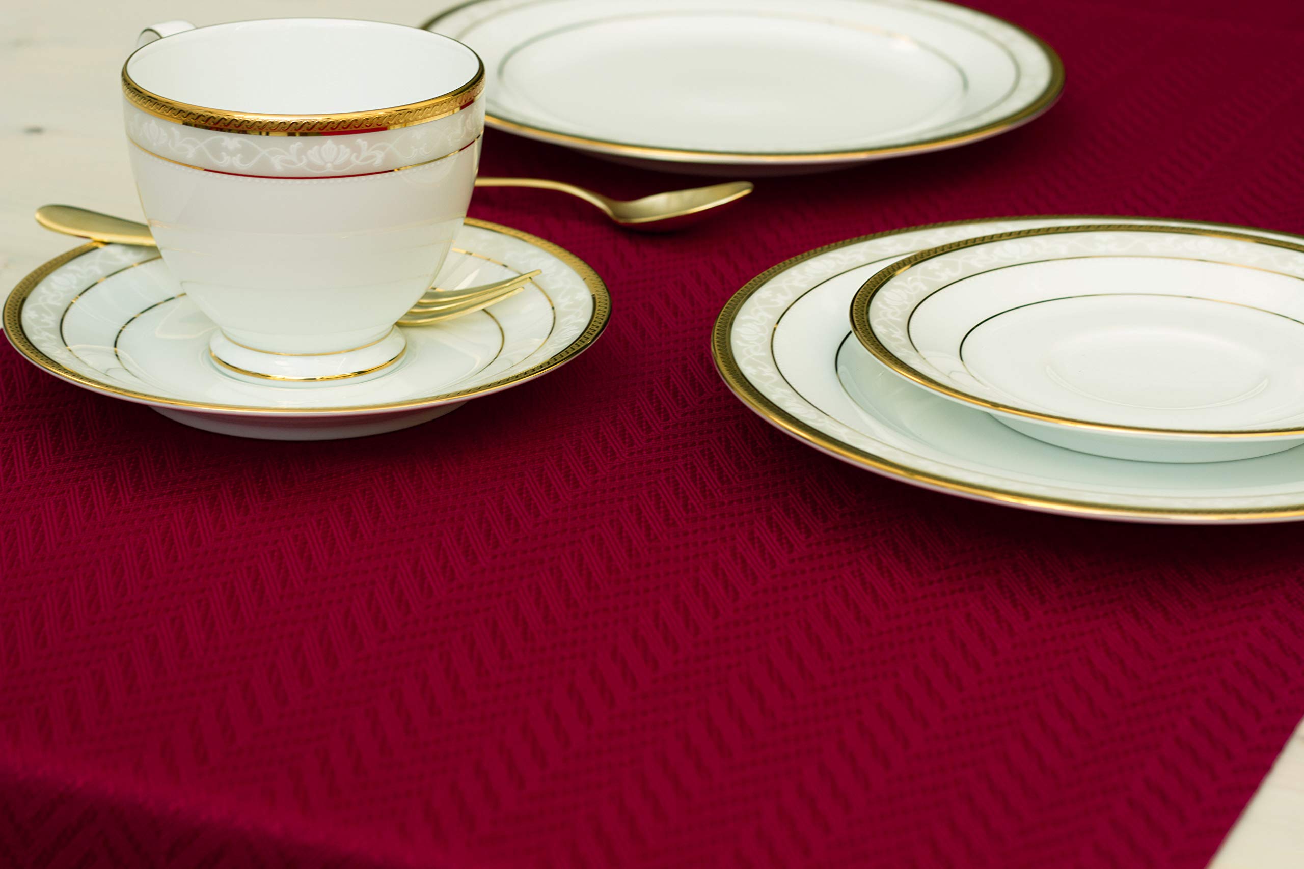 60 Inch Red Table Runner - Burgundy Cranberry Dresser Scarf, Waterproof Dining & Coffee Table Cover for Parties, Weddings, Thanksgiving, Halloween, Christmas Decor - Perfect for Indoor & Outdoor Celebrations