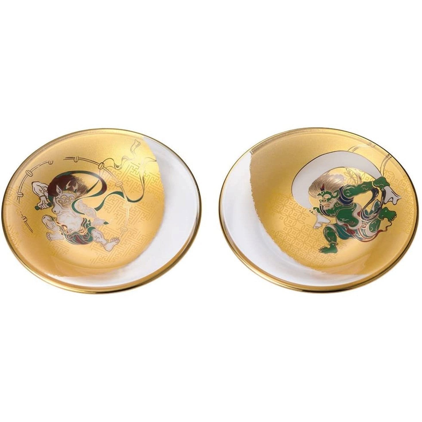 Aderia Fujin Raijin Small Glass Plate Set - Japanese Style Glassware Dish Collection S 6229 - Perfect for Sushi, Desserts & Home Decor