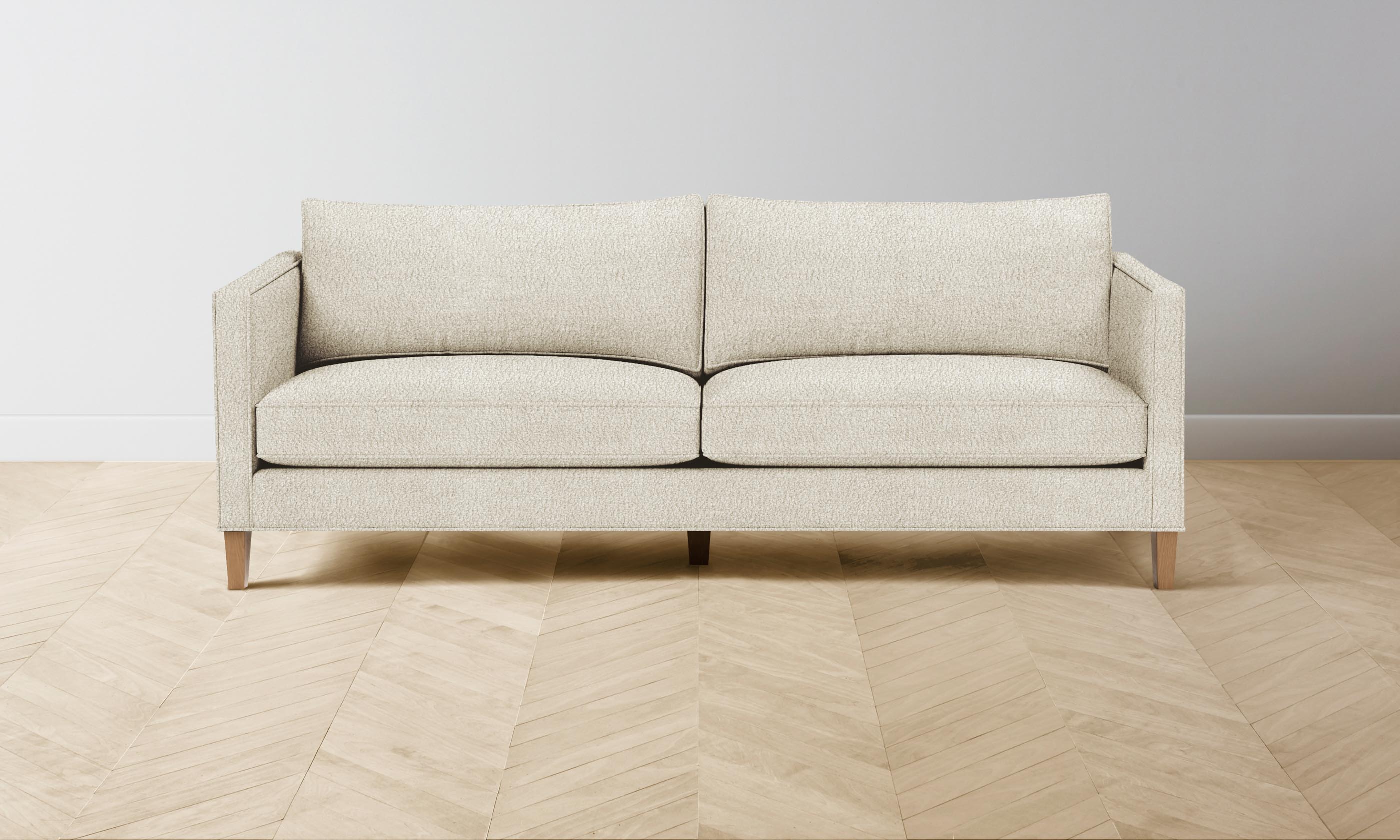 The Crosby Sofa - Italian Bouclé White Fabric Upholstered Modern Living Room Couch for Small Spaces & Apartments | Perfect for Cozy Home Decor & Entertaining Guests
