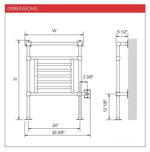 MYSON EUROPEAN TRADITION AWE EB27 1 Hardwired Bathroom Towel Warmer Heater - 31