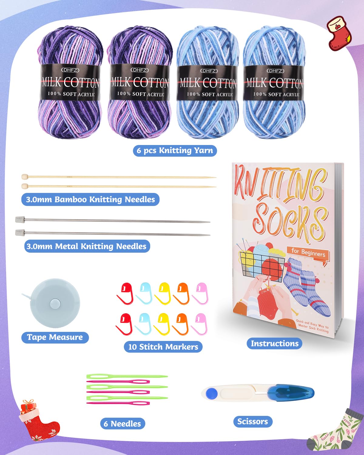 **Coopay Complete Knitting Kit for Beginners - Easy Sock Knitting Starter Set with Yarn & Step-by-Step Instructions - Perfect for Thanksgiving, Mother's Day Gifts & DIY Crafting at Home**