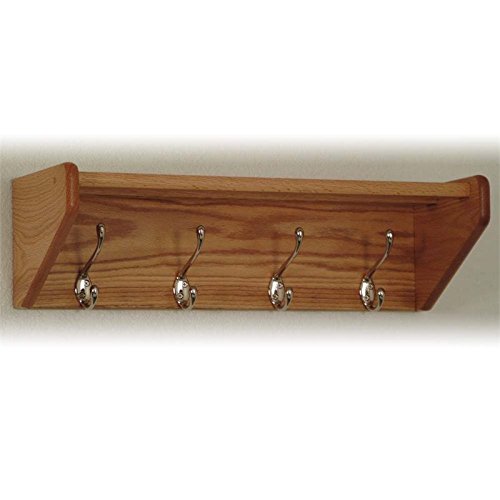 25-Inch Light Oak Wooden Mallet with 4 Nickel Hooks - Perfect for Kitchen, Bathroom & Bedroom Organization & Storage