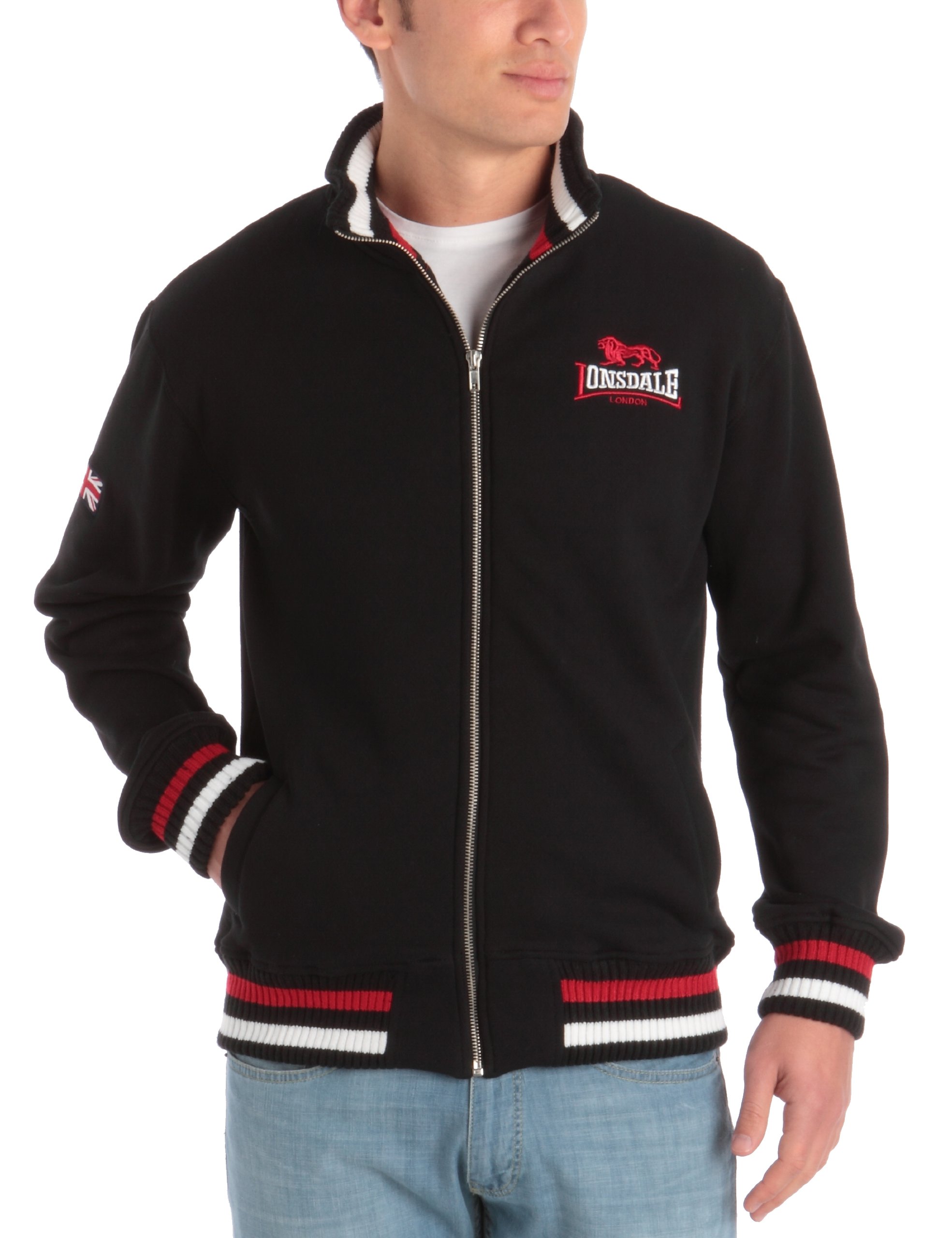 Lonsdale Men's Zip-Up Sweater Dover - Black XXL | Casual & Athletic Wear for Gym, Running & Outdoor Activities