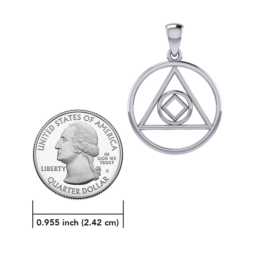 Dual Recovery AA & NA Sterling Silver Pendant with Adjustable 18