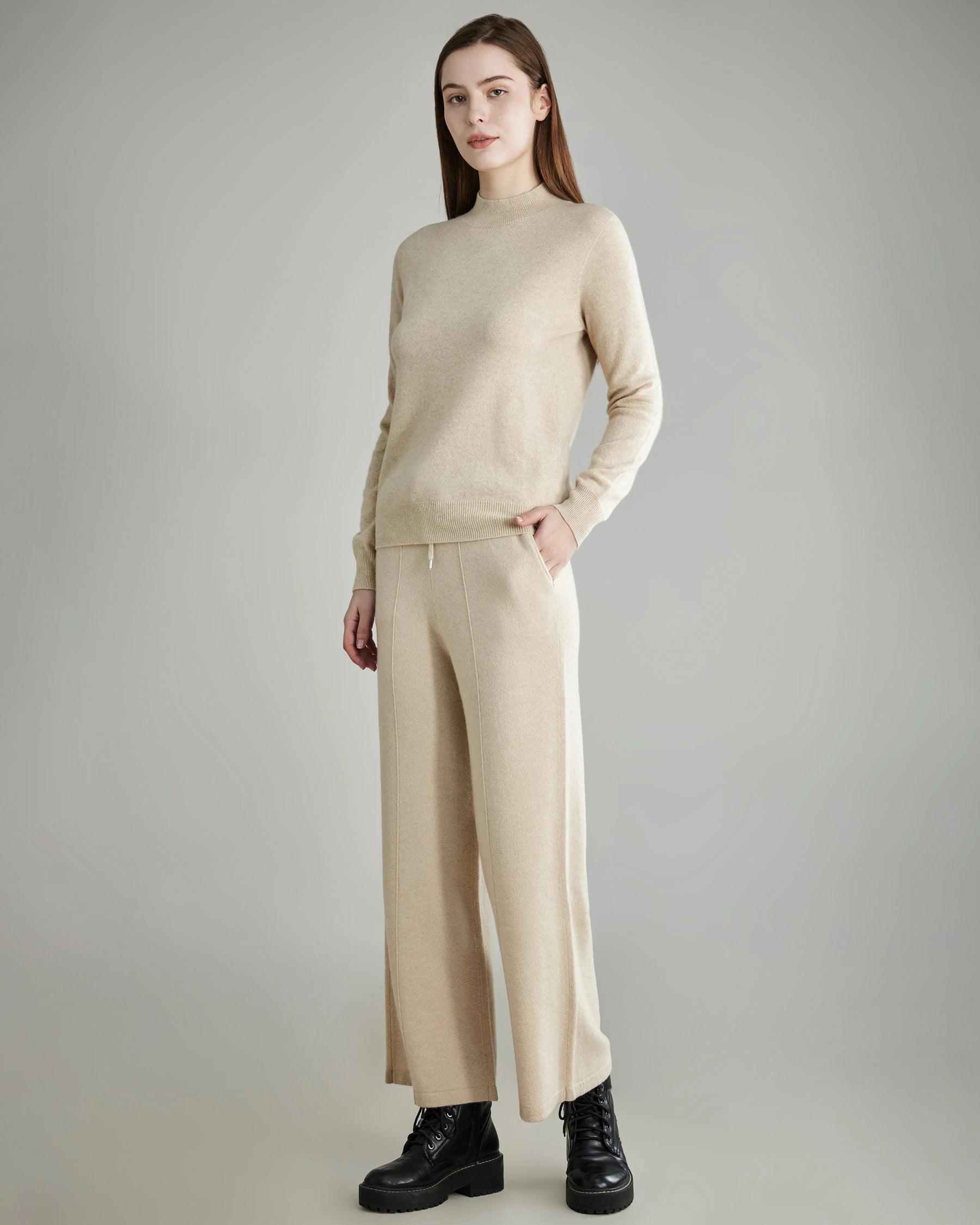 Luxury Women's Wide Leg Cashmere Pants - Soft & Warm Winter Trousers for Lounge, Office & Travel | Premium Comfort & Style