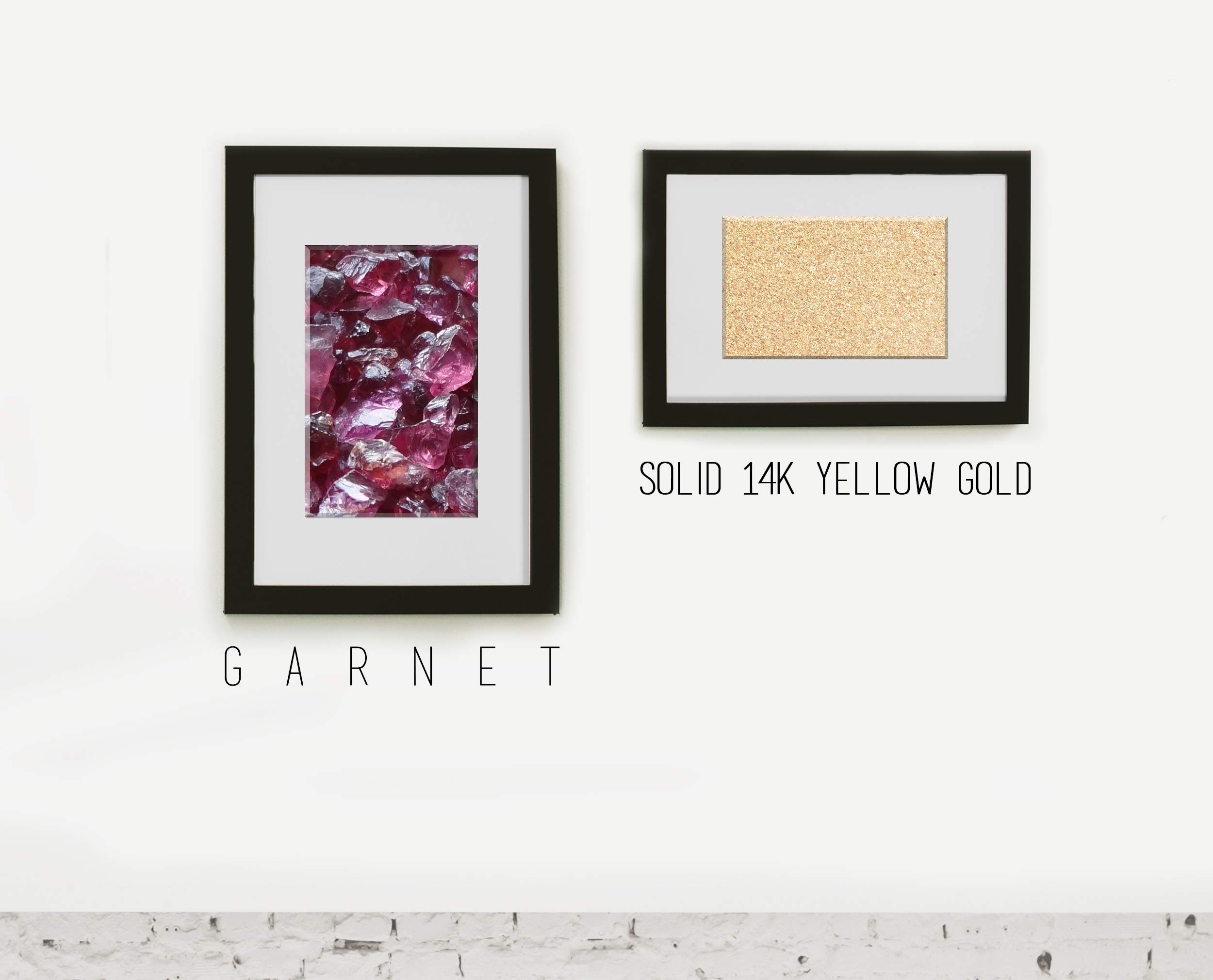 14K Yellow Gold Garnet Stud Earrings - January Birthstone Jewelry with Dark Red Burgundy Gemstone, Minimalist Dainty Crystal Quartz Earrings for Women, Perfect Gift for Birthday, Anniversary & Special Occasions