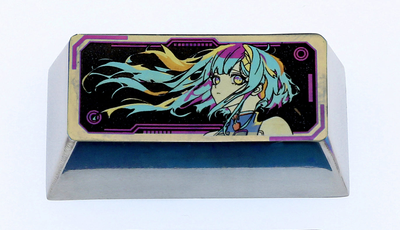 Cyberpunk Lucy 2.25U/2U Titanium Alloy Custom Keycaps - Premium Mechanical Keyboard Metal Keycaps for Gaming & Typing (Perfect for Cyberpunk 2077 Fans & Mechanical Keyboard Enthusiasts)