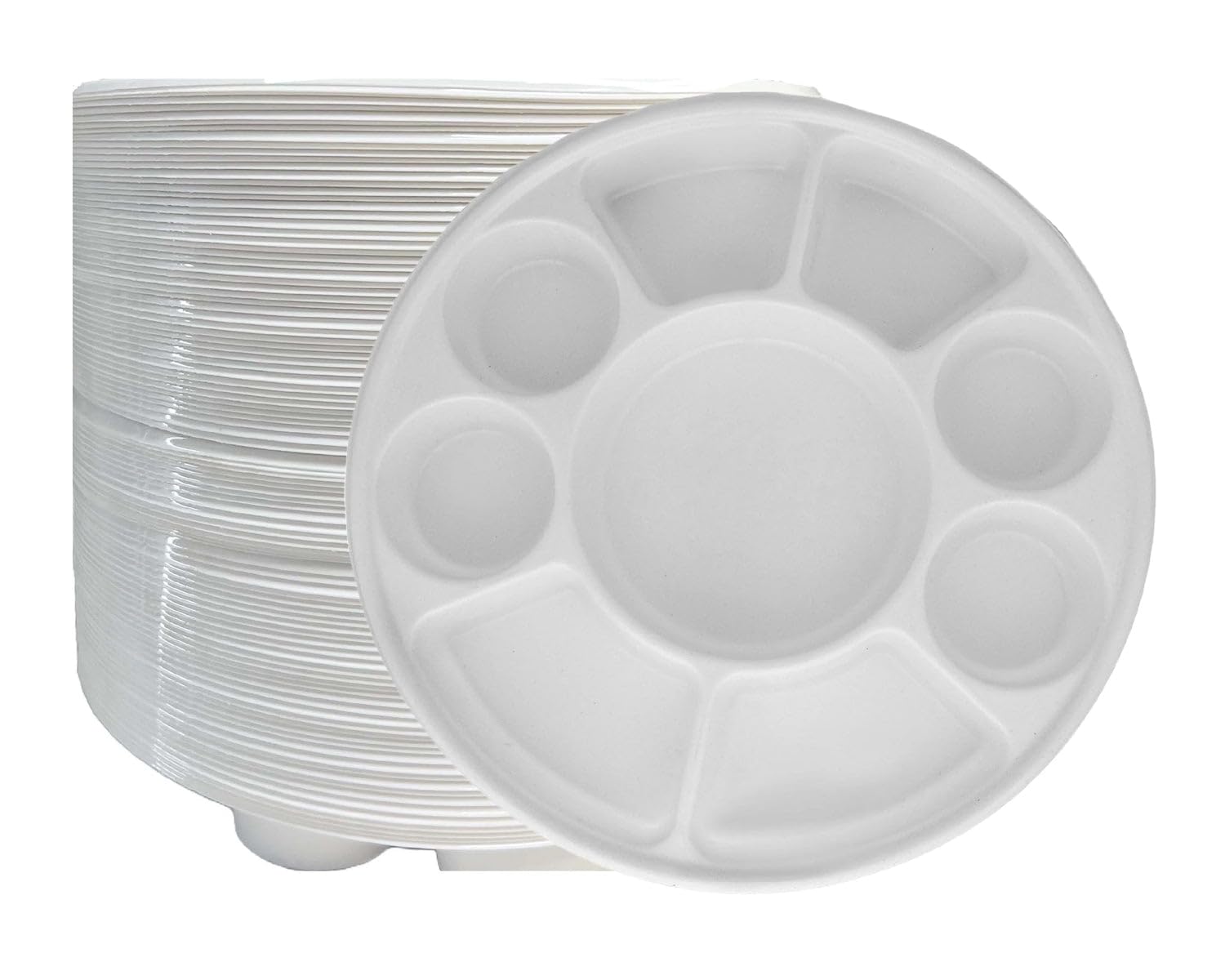 9-Compartment White Disposable Party Thali Plates - 200 Pack | Eco-Friendly Divided Serving Plates for Indian Cuisine, Buffets, Weddings & Festive Celebrations