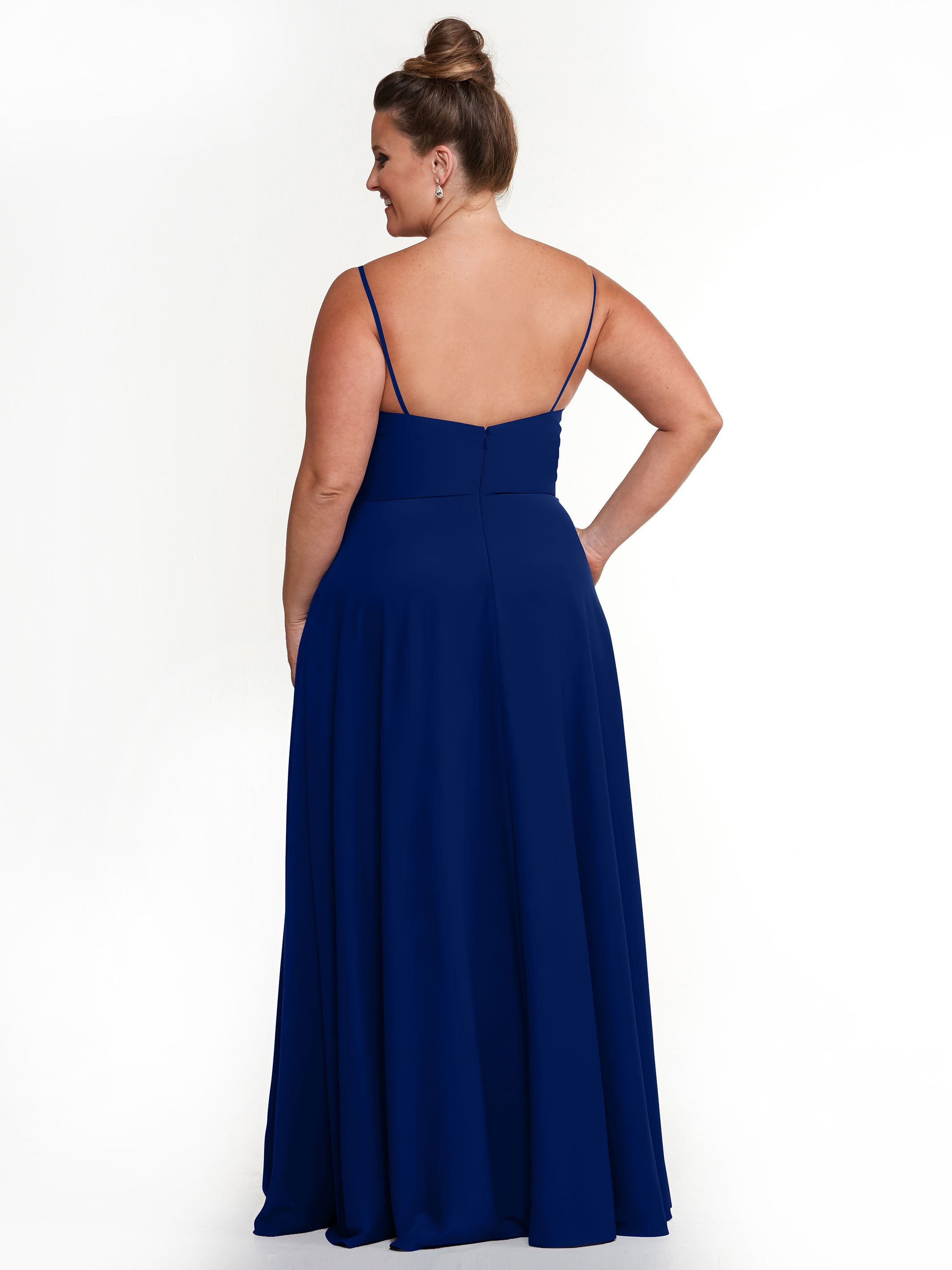 Elegant 83012 Flowy Stretch Chiffon A-Line Bridesmaid Dress with V-Neckline - Perfect for Weddings, Formal Events & Special Occasions