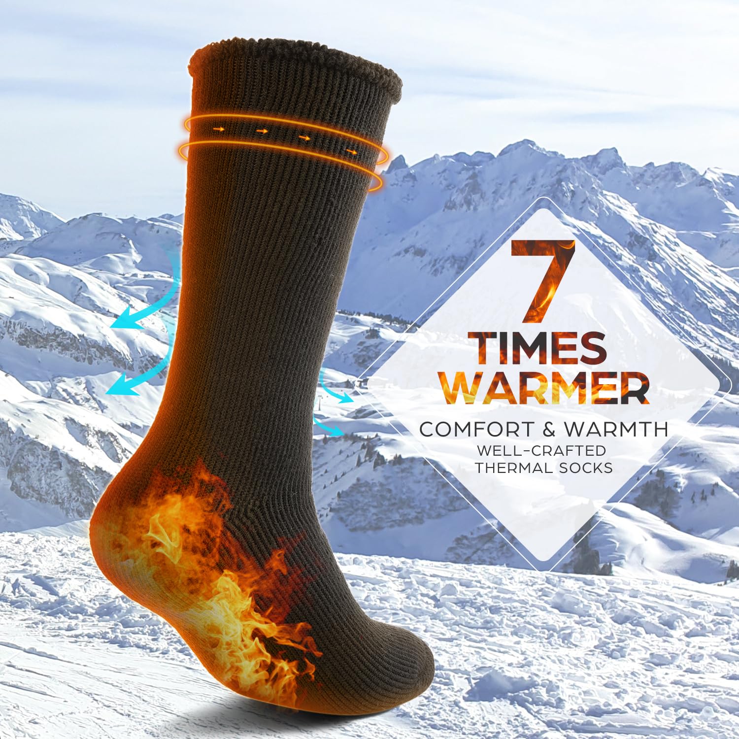 DG Hill Winter Thermal Socks for Men & Women - Insulated Warm Socks for Cold Weather, Snow & Outdoor Activities - Thick Heated Socks for Hiking, Skiing & Winter Sports