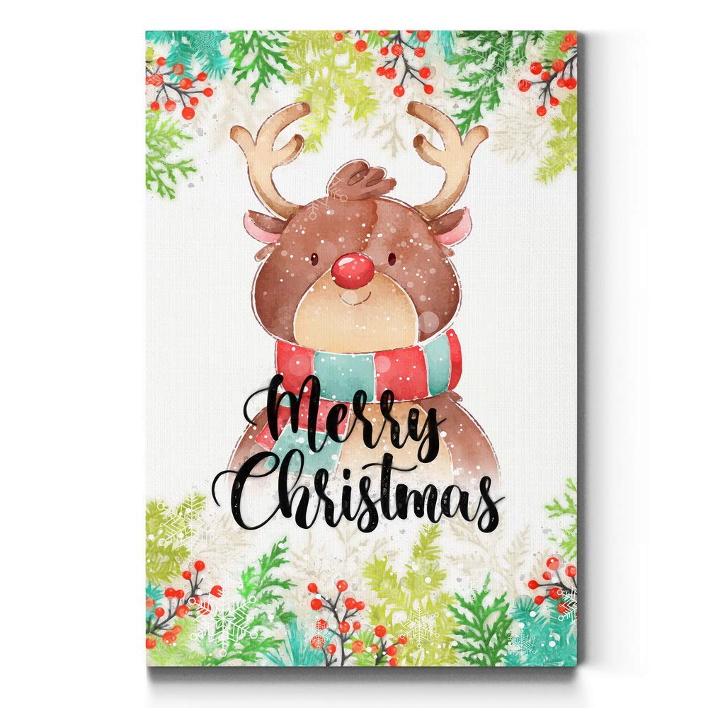 Reindeer Christmas Canvas Wall Art - 32x48 Inch Holiday Décor with Hot Chocolate & Gingerbread House - Perfect for Living Room, Bedroom, or Office Festive Decor