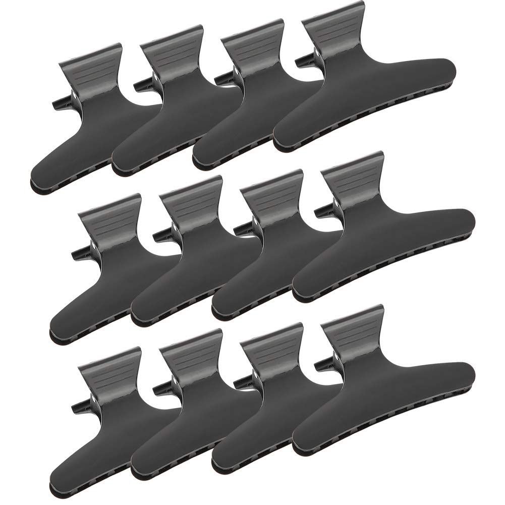 12Pcs Black Butterfly Hair Clips for Styling - Sectioning & Coloring Hair Claw Clamps - Professional Hairdressing Tools for Cutting & Styling - Perfect for Women's Salon, Home Hair Care & DIY Hairstyling