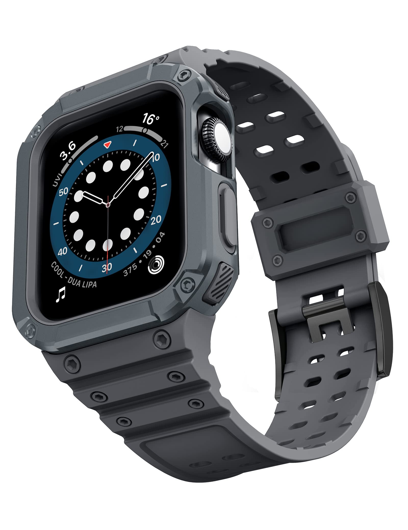 SLICKA Rugged Military Sport Band for Apple Watch 45mm 44mm 42mm - Compatible with iWatch SE & Series 8/7/6/5/4/3/2/1 - Shockproof Protective Case & Bumper Strap - Perfect for Outdoor Activities, Workouts & Adventure Sports