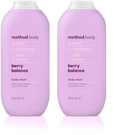 Method Berry Balance Body Wash - Paraben & Phthalate Free, 18 oz (2-Pack) | Natural Foaming Shower Gel for Sensitive Skin, Daily Hydration & Relaxing Bath Time