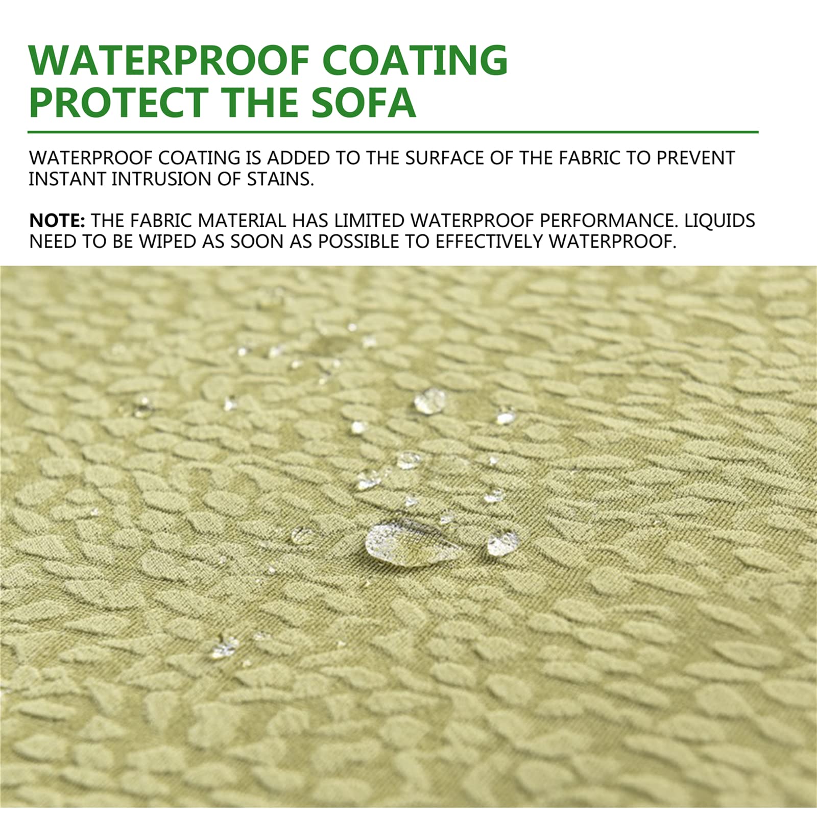 Stretch Waterproof Sofa Cushion Cover - High Elastic Fabric Slipcover for Couches & Chairs | Water-Repellent, Durable & Easy to Clean (Bean Green, Backrest Included) - Perfect for Living Room, Bedroom, Office & Pet-Friendly Homes