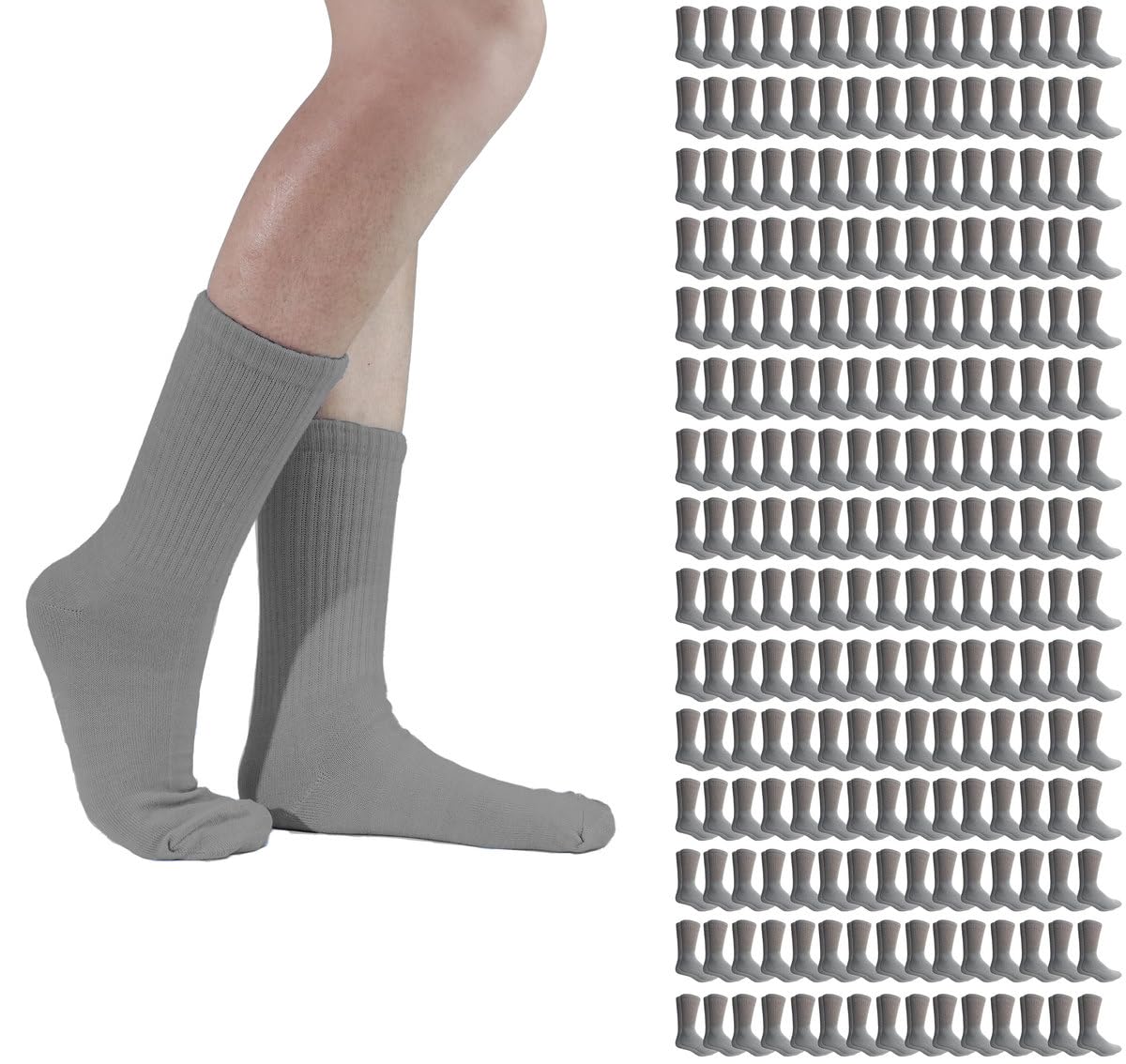 SOCKS’NBULK 72 Pairs Heavy Duty Cotton Crew Socks for Men & Women - Bulk Wholesale Socks Pack - Perfect for Work, Gym, and Everyday Comfort