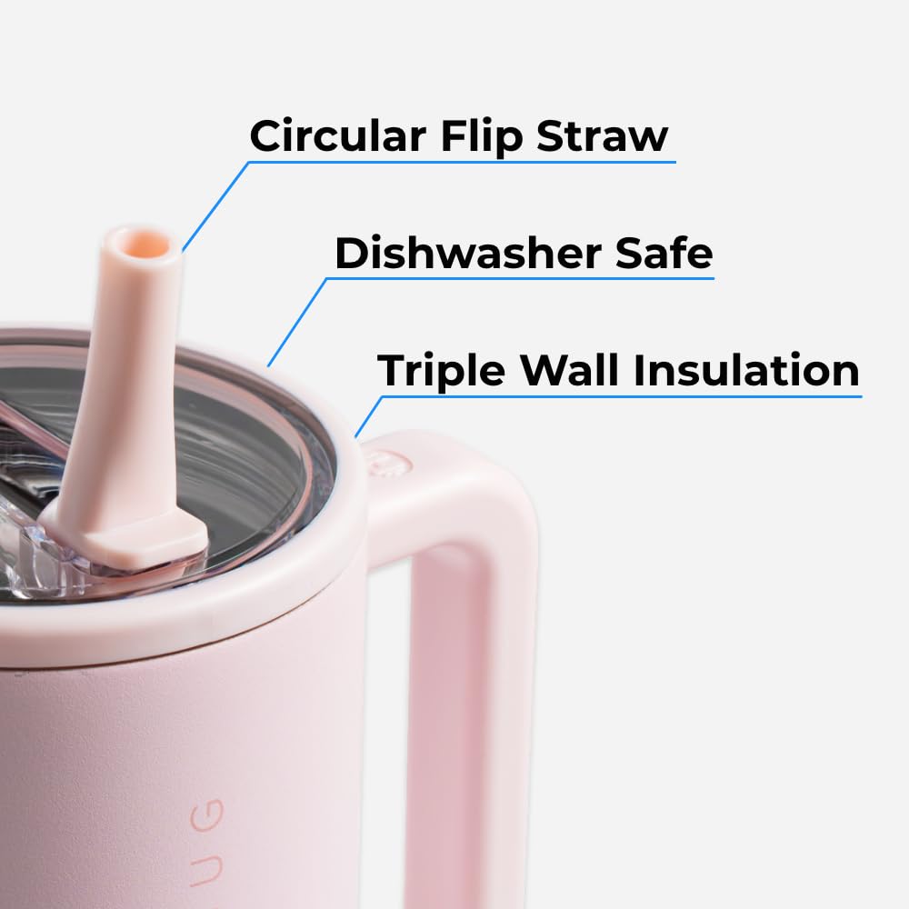 HydroJug Traveler - 20 oz Insulated Stainless Steel Water Bottle with Handle & Flip Straw - Leak Proof Tumbler with Rubber Base - Fits in Car Cup Holder - Perfect Gift for Women & Men - Great for Gym, Hiking, Office & Travel - Black