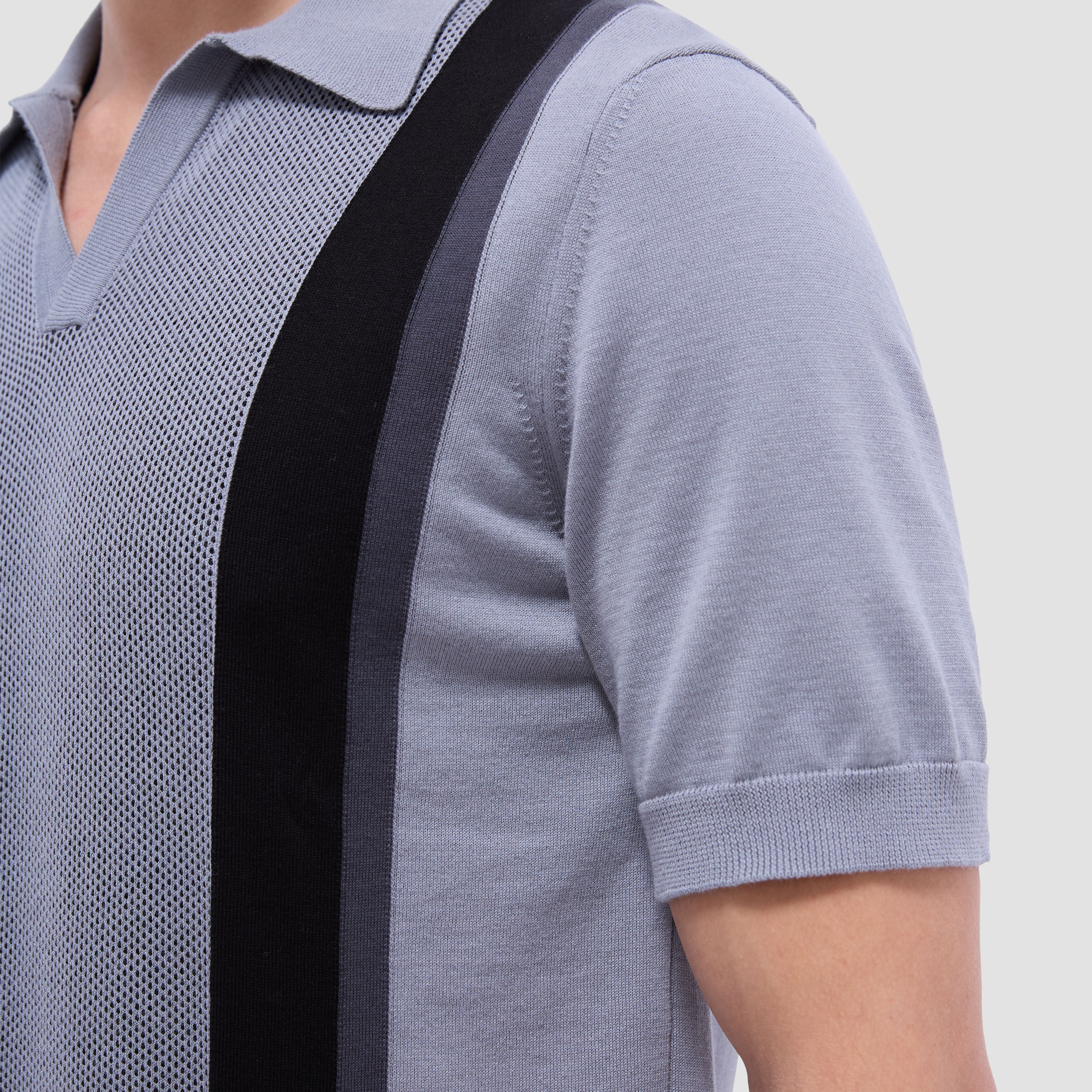 Color Block Short Sleeve Johnny Sweater for Men - Trendy Striped Knit Pullover - Casual Spring & Fall Fashion Top for Streetwear and Layering Outfits