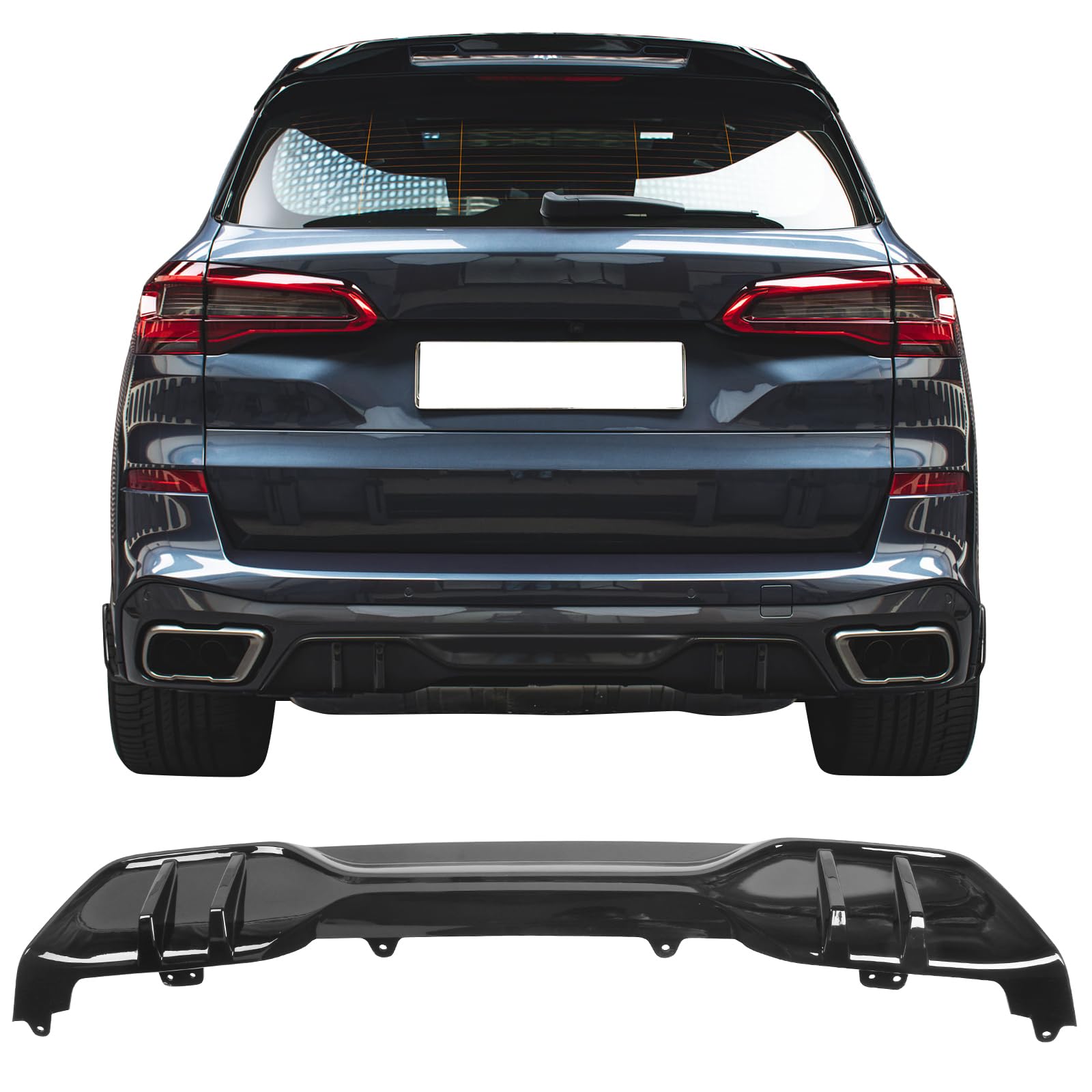 IKON MOTORSPORTS Rear Bumper Lip Diffuser for 2019-2025 BMW G05 X5 M Sport | PP MP Style Gloss Black Bumper Protector | Enhances Aerodynamics & Style for Street & Track Performance