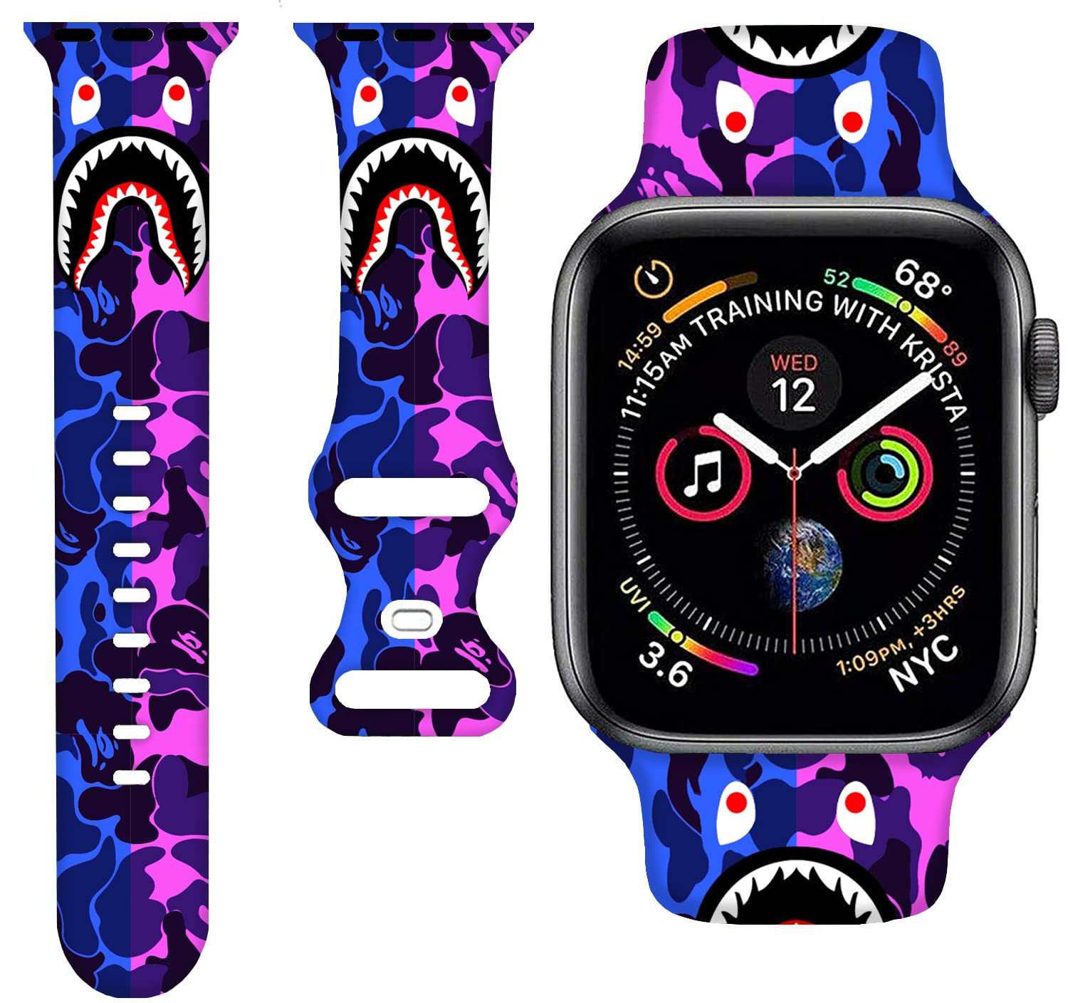 Premium Soft Silicone Watch Band Compatible with Apple Watch Series 8/7/6/5/4/3/2/SE (38mm 40mm 41mm 42mm 44mm 45mm) - Durable Rubber Replacement Strap for Men & Women - Perfect for Workouts, Running & Everyday Wear
