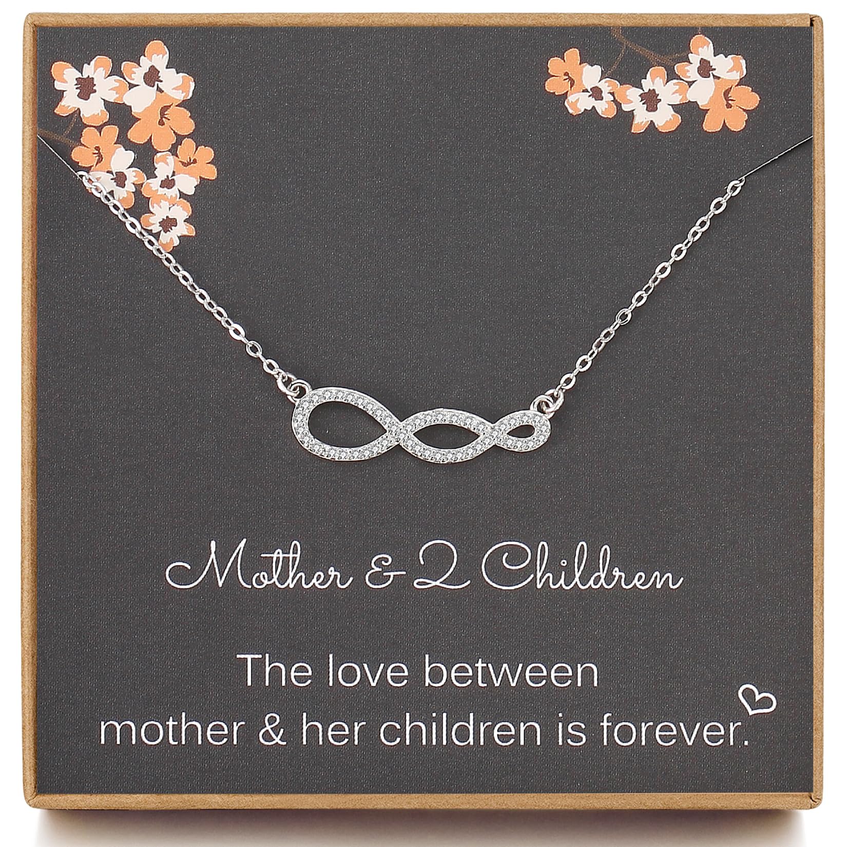 Weelody Sterling Silver Infinity Necklace for Mother and 2 Children - Heartfelt Gift for Mom from Son - Perfect for Birthdays, Mother's Day & Family Bonding Moments