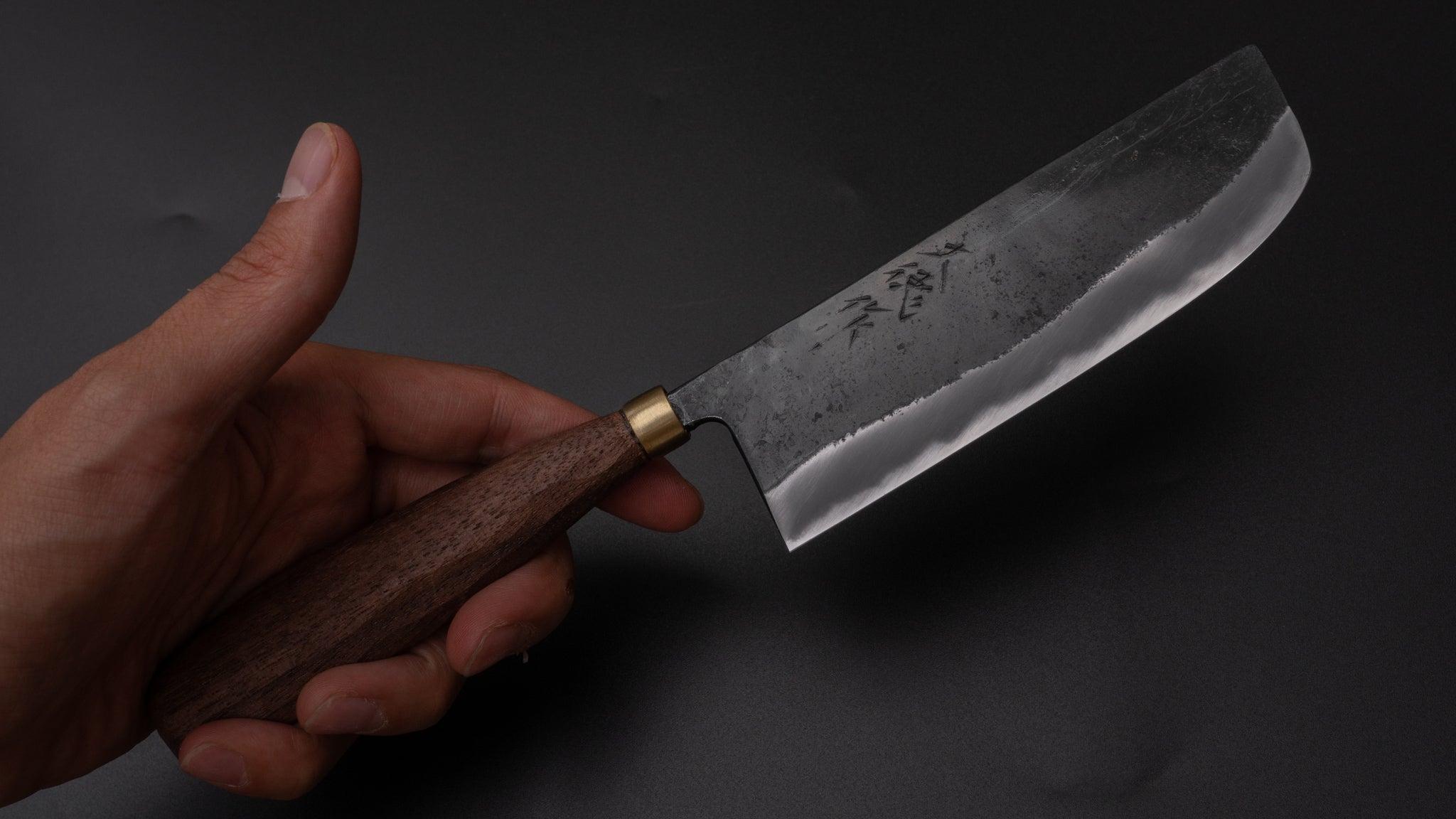 Daitoku Blue #2 Nakiri Knife 120mm - Japanese Vegetable Knife with Walnut Handle - Perfect for Slicing, Dicing, and Chopping Vegetables in Professional Kitchens & Home Cooking